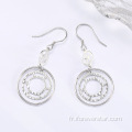 Bijoux Boho Grand Blanc CZ 925 Boucles d&#39;oreilles en argent